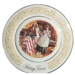 Vintage 1973 Avon Plate Betsy Ross Patriot Flagmaker Decorative Wall Art Histori